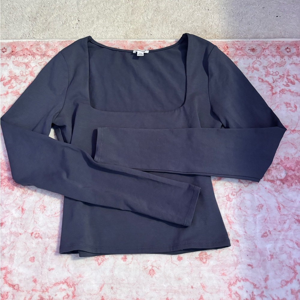 Garage Dark Gray Square Neck Blouse